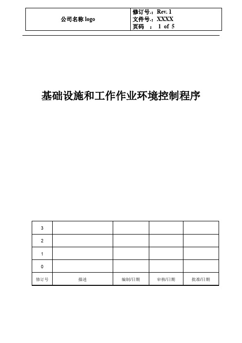 ISO45001基础设施和工作作业环境控制程序