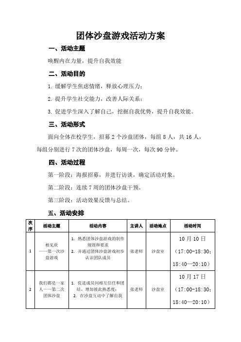 沙盘游戏活动方案