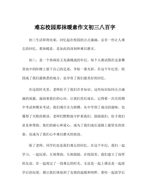 难忘校园那抹暖意作文初三八百字