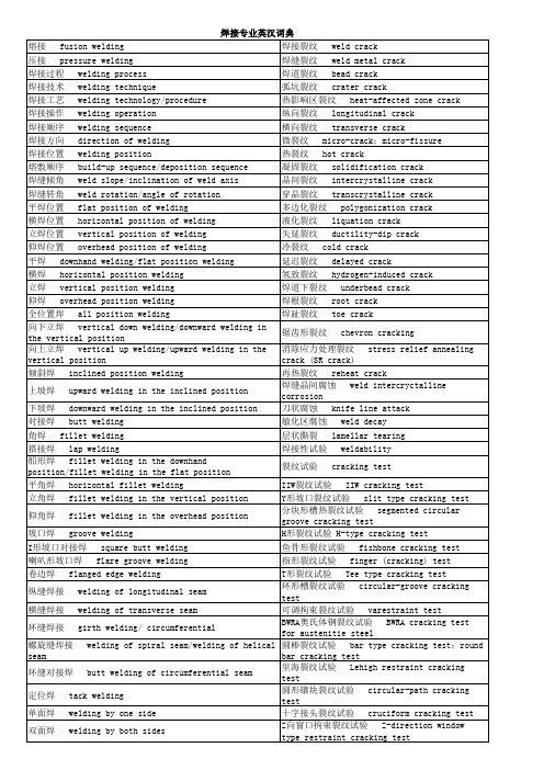 焊接专业英汉词典