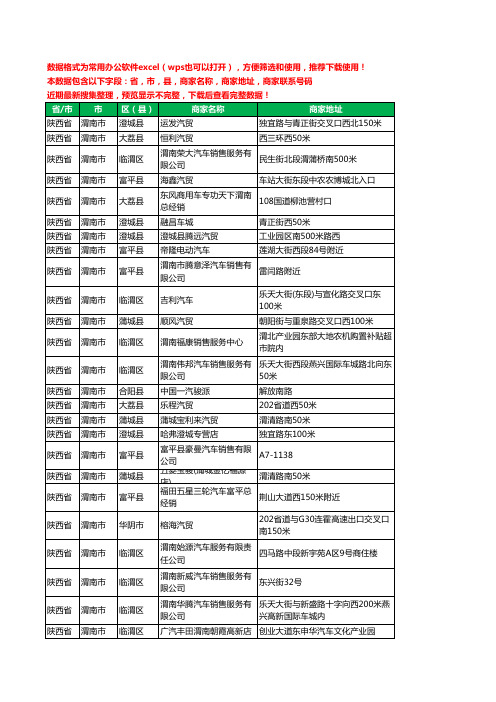 2020新版陕西省渭南市汽贸工商企业公司商家名录名单黄页联系电话号码地址大全516家