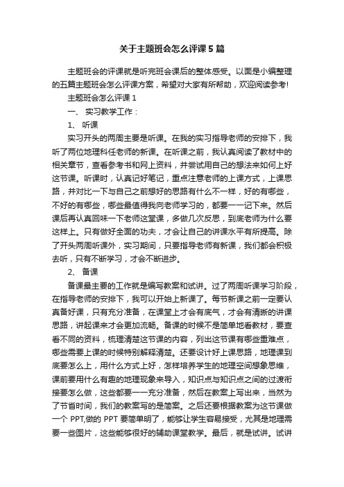 关于主题班会怎么评课5篇