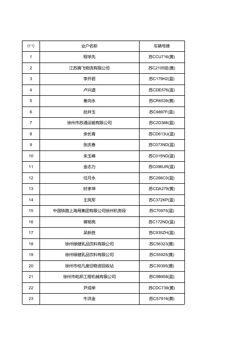 车辆基本信息列表