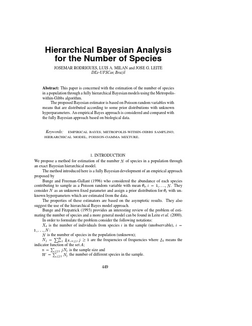 Hierarchical Bayesian Analysis for the Number of Species