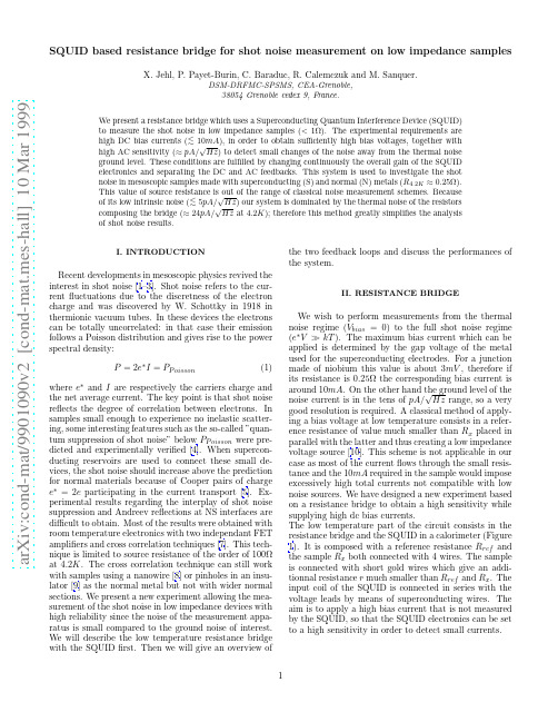 SQUID based resistance bridge for shot noise measurement on low impedance samples