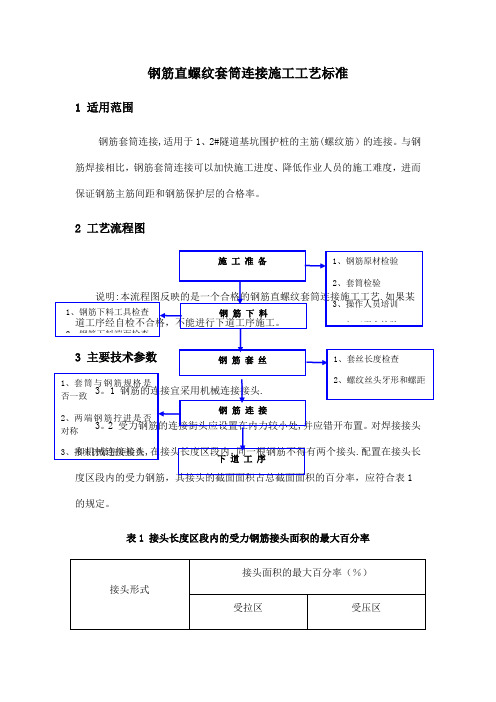 钢筋直螺纹套筒连接施工工艺标准