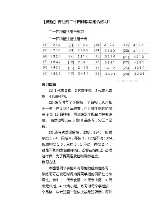 【教程】吉他的二十四种指法组合练习！