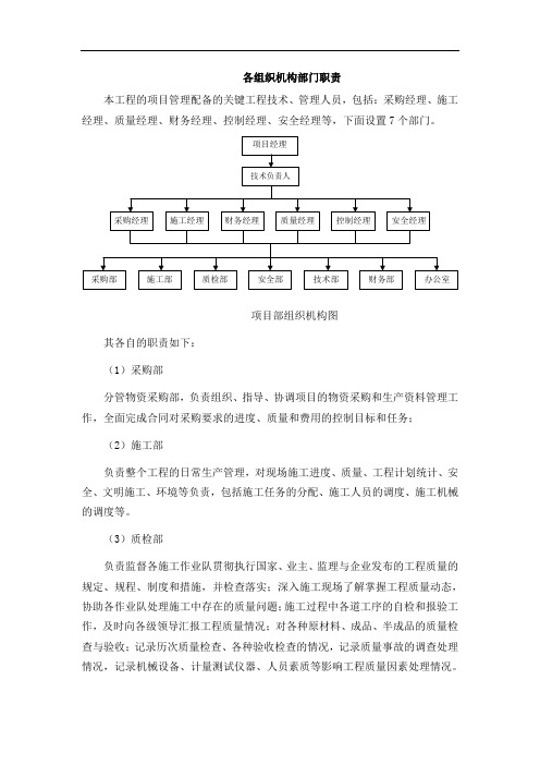 施工组织机构部门职责