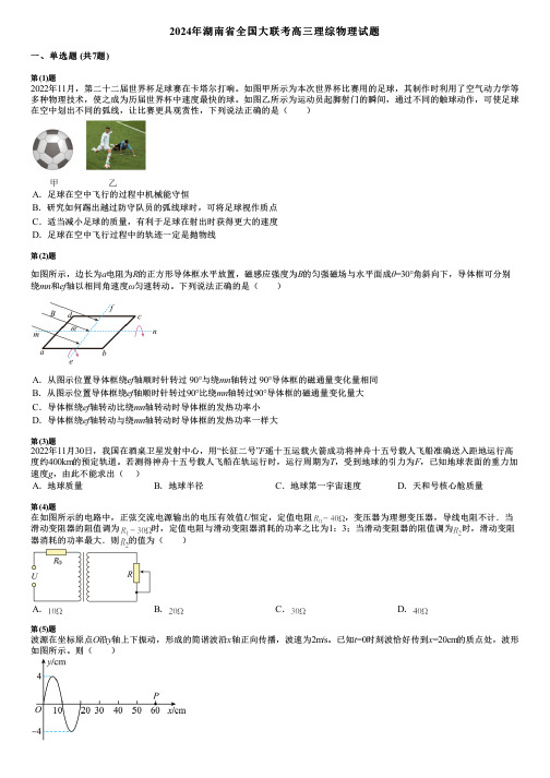 2024年湖南省全国大联考高三理综物理试题