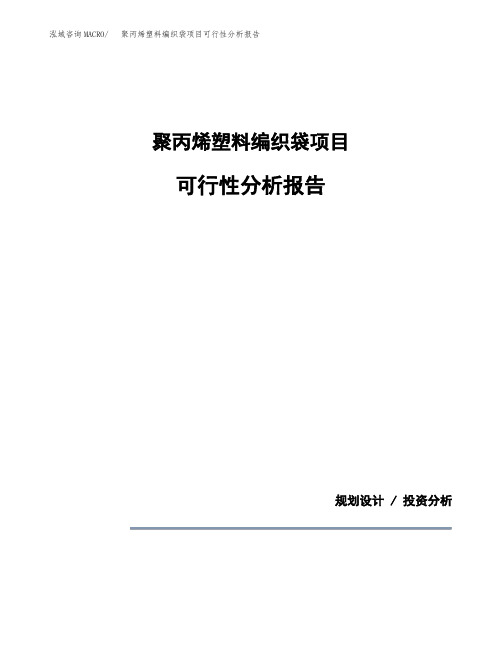 聚丙烯塑料编织袋项目可行性分析报告(模板参考范文)