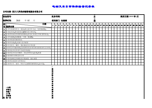 电动叉车日常保养检查记录表