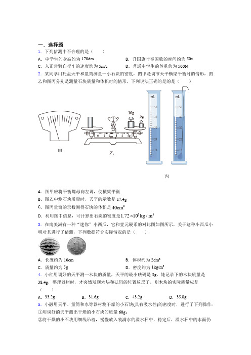 成都高新新源学校初中物理八年级上册第六章《质量与密度》测试卷(有答案解析)