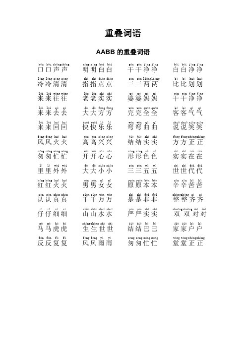 (完整word版)小学一年级重叠词语成语大全带拼音,推荐文档