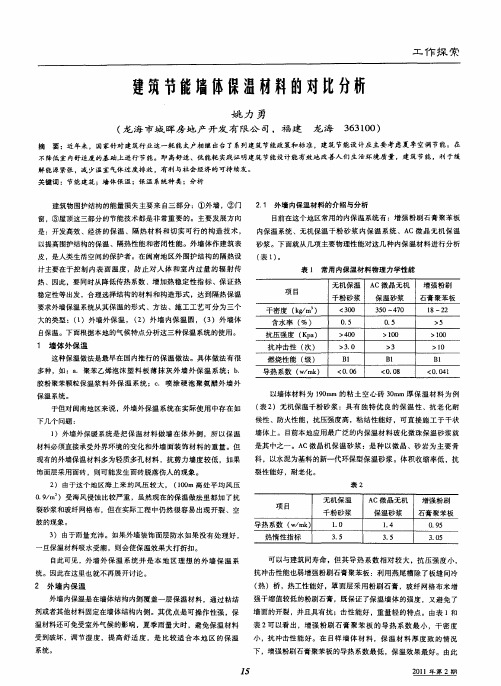 建筑节能墙体保温材料的对比分析