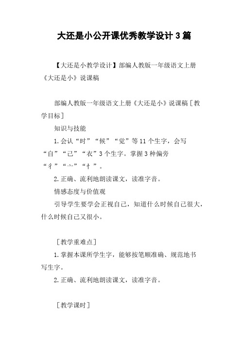 大还是小公开课优秀教学设计3篇