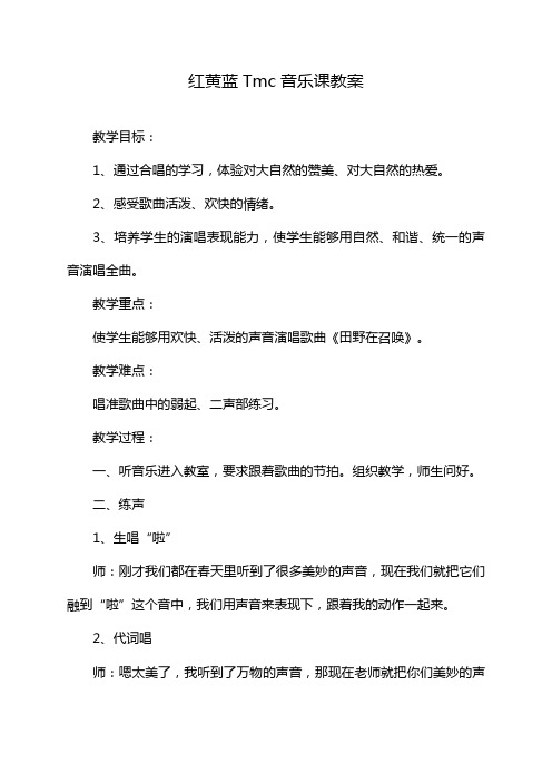 红黄蓝Tmc音乐课教案