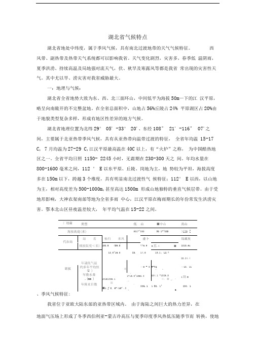 湖北气象气候特征