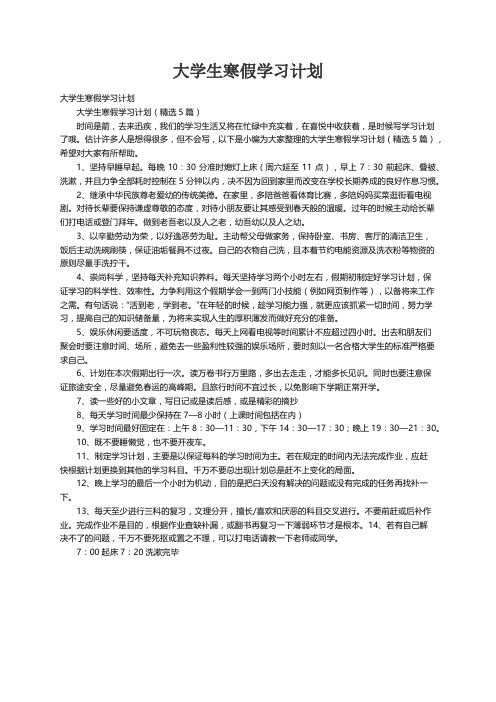 大学生寒假学习计划（精选5篇）