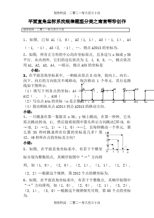 平面直角坐标系找规律题型