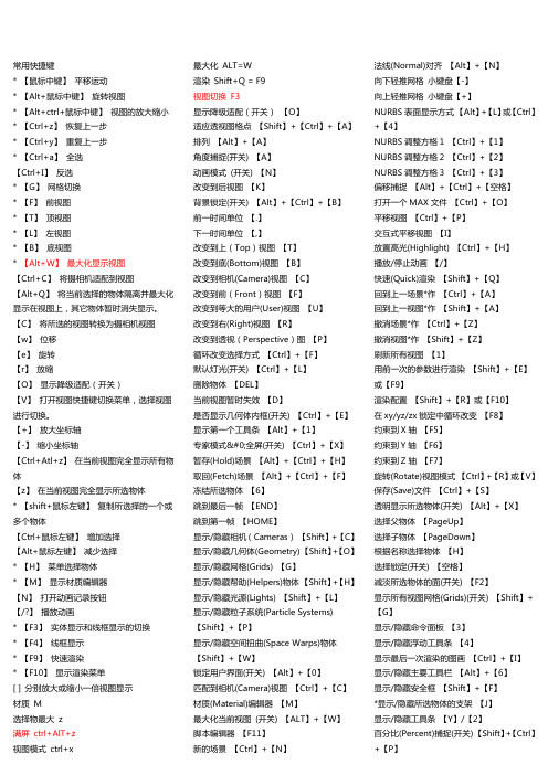 3DMAX2014快捷键(超全)