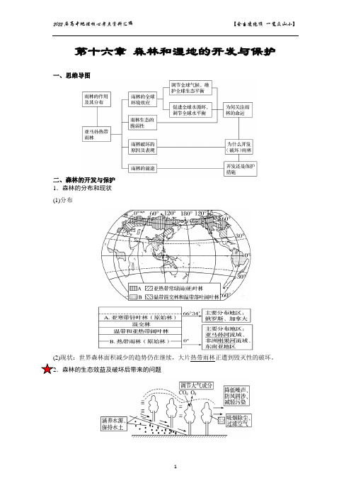 高考地理一轮复习第十六章 森林和湿地的开发与保护思维导图及知识点讲解