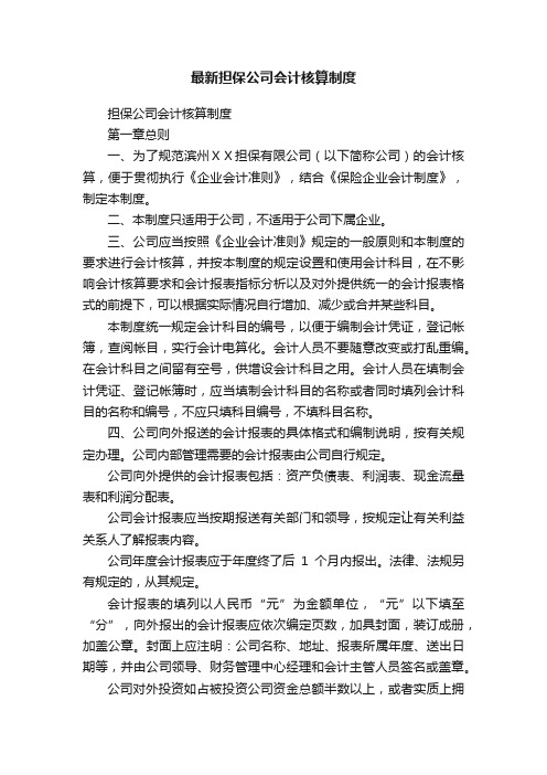 最新担保公司会计核算制度