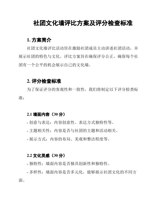 社团文化墙评比方案及评分检查标准