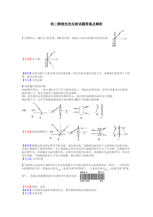 初二物理光的反射试题答案及解析
