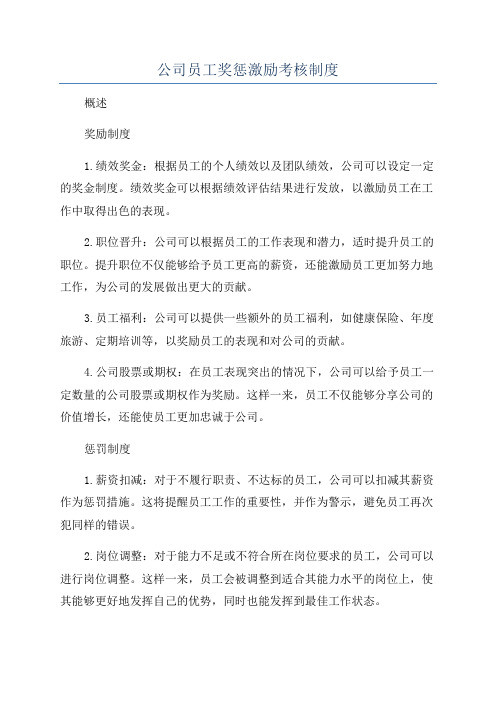 公司员工奖惩激励考核制度