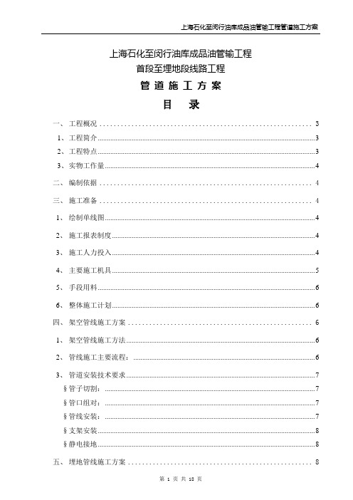 上海石化至闵行长输管线施工方案