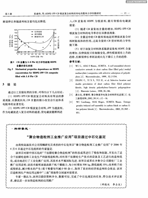 “聚合物造粒剂工业推广应用”项目通过中石化鉴定