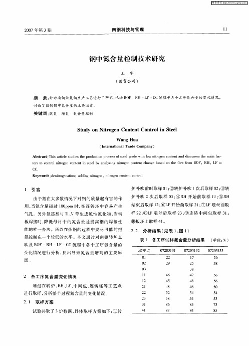 钢中氮含量控制技术研究