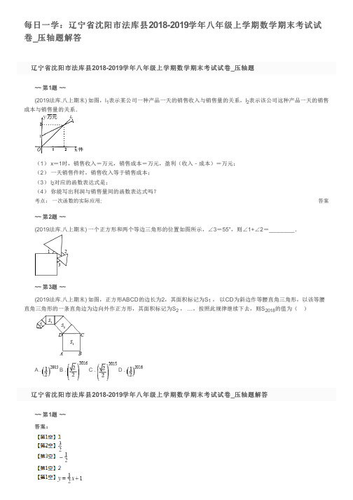 每日一学:辽宁省沈阳市法库县2018-2019学年八年级上学期数学期末考试试卷_压轴题解答