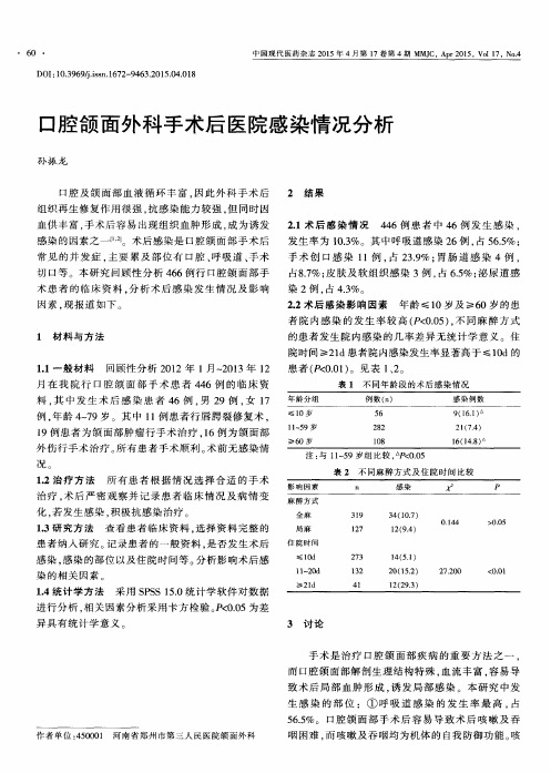 口腔颌面外科手术后医院感染情况分析