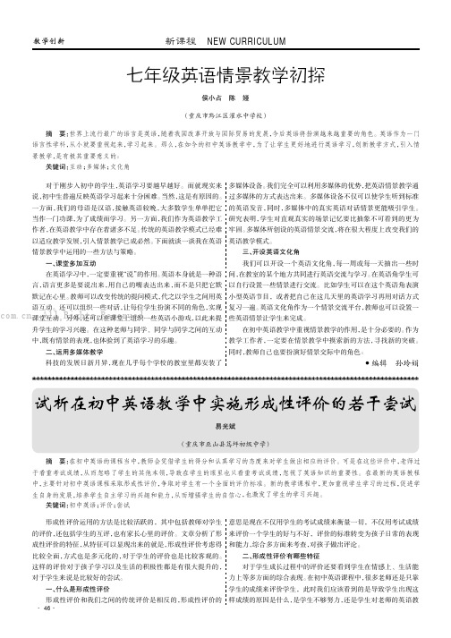 试析在初中英语教学中实施形成性评价的若干尝试