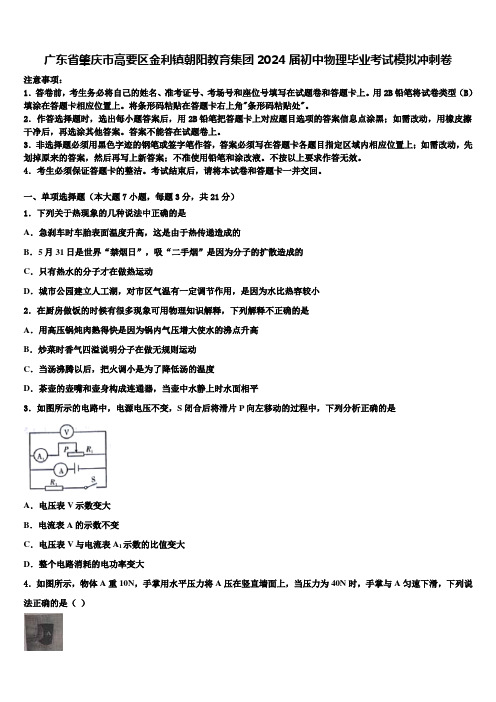 广东省肇庆市高要区金利镇朝阳教育集团2024届初中物理毕业考试模拟冲刺卷含解析