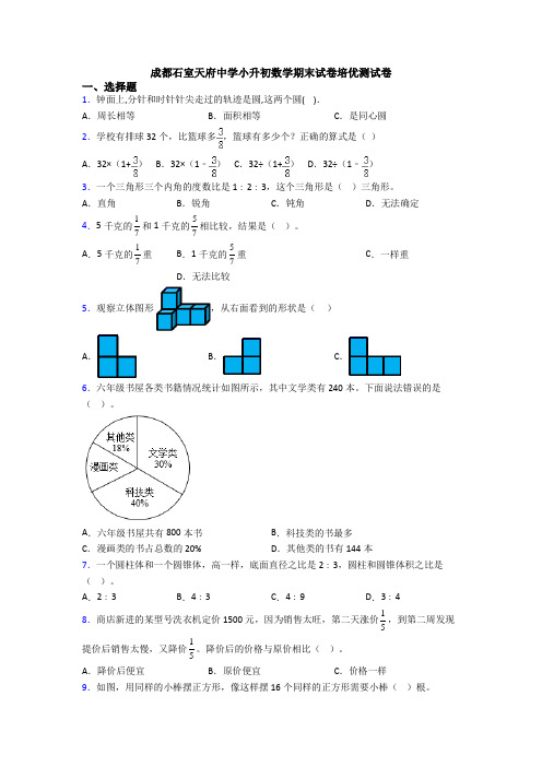 成都石室天府中学小升初数学期末试卷培优测试卷