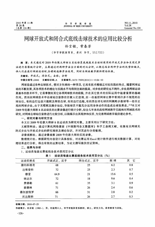 网球开放式和闭合式底线击球技术的应用比较分析