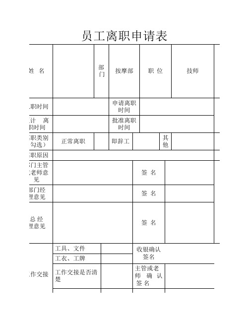 员工离职申请表(cz)