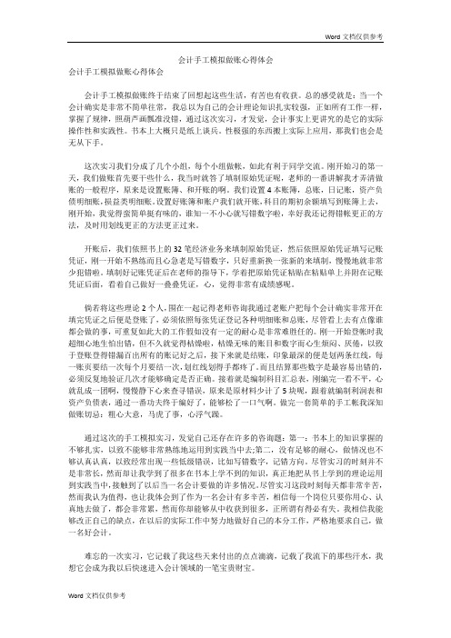 会计手工模拟做账心得体会