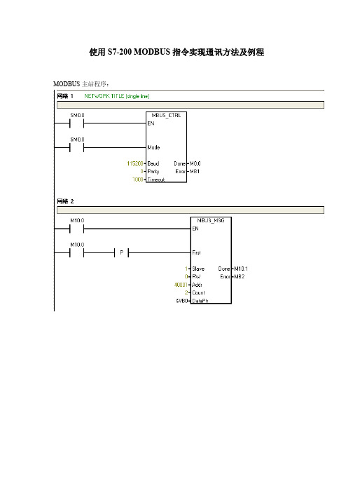 使用S7-200_MODBUS指令实现通讯方法及例程