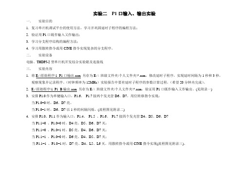 实验二 P1口输入、输出实验-含程流程图(14)