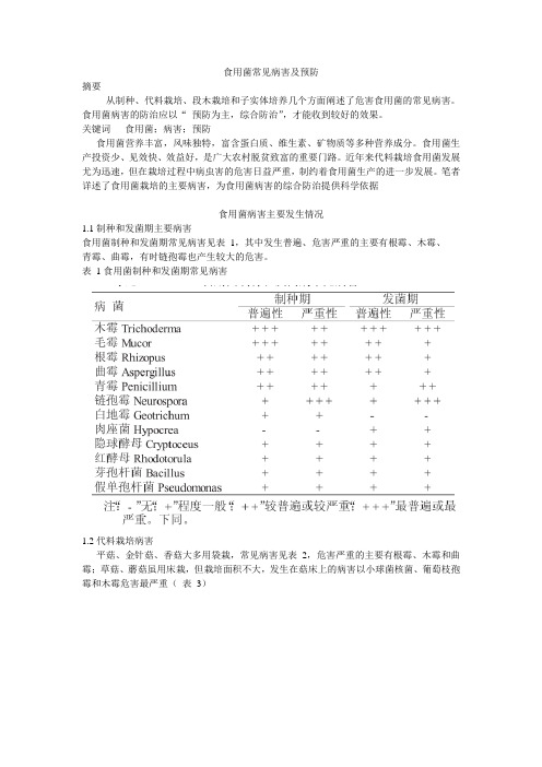 食用菌常见病害及防治技术