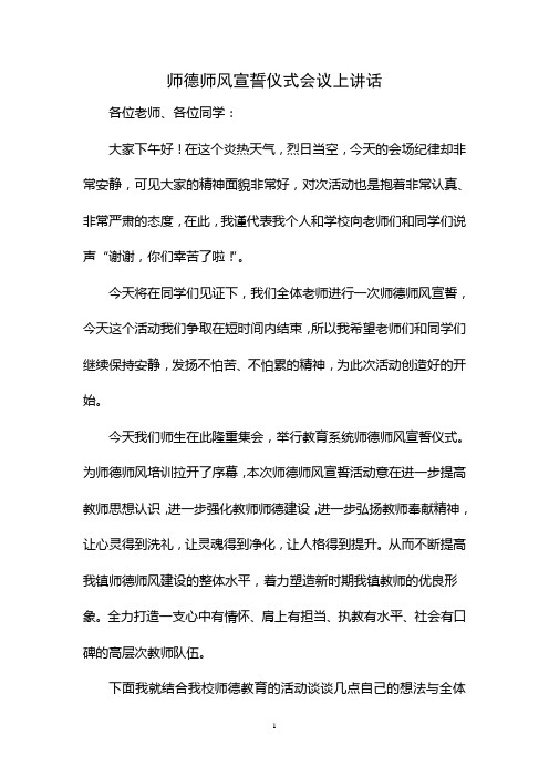 师德师风宣誓仪式会议上讲话