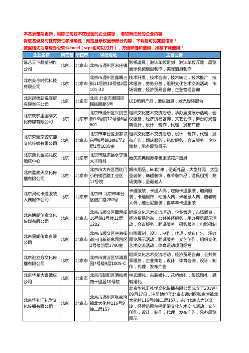 新版北京市婚庆道具工商企业公司商家名录名单联系方式大全39家