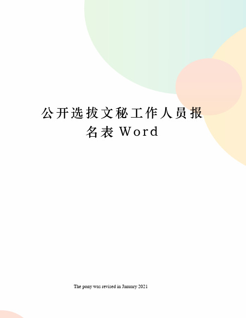 公开选拔文秘工作人员报名表Word