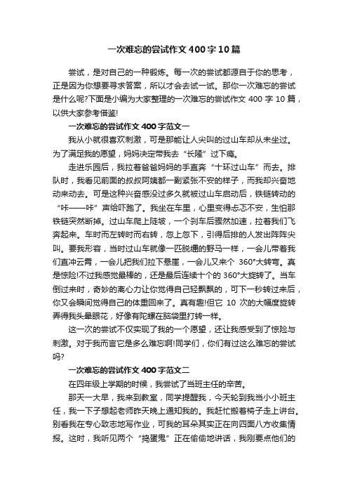 一次难忘的尝试作文400字10篇