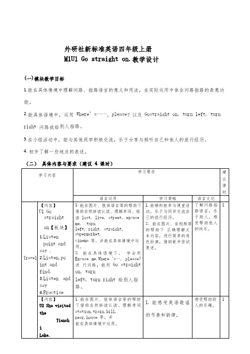 小学英语《Unit 1 Go straight on(1)》优质教案、教学设计