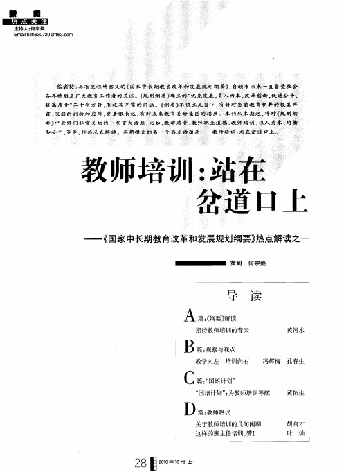 教师培训：站在岔道口上——《国家中长期教育改革和发展规划纲要》热点解读之一