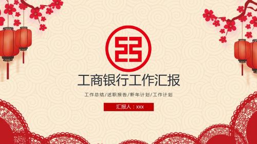 中国风工商银行工作汇报工作总结PPT模板